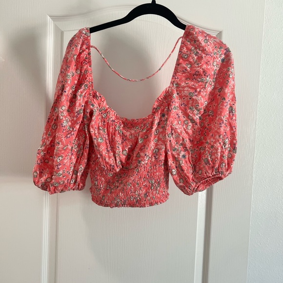 AFRM Floral Smocked Crop SZ S - Picture 2 of 5